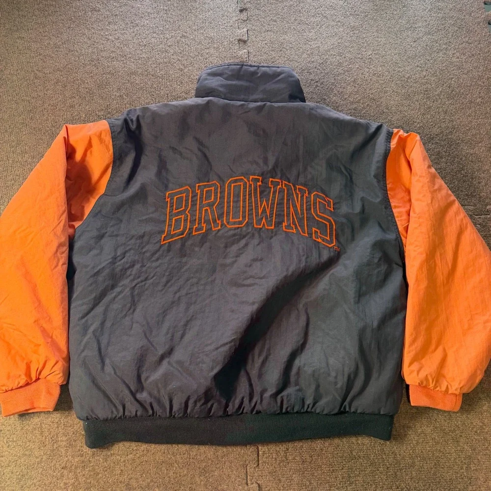 Vintage NFL Cleveland Browns Bomber Jacket Competitor Game Day Brown Orange Larg
